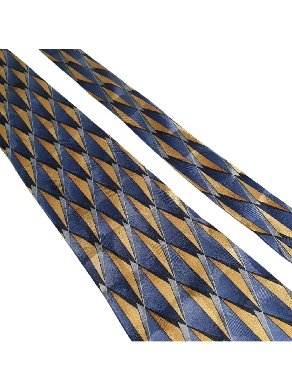 Arrow Mens Silk Geometric Necktie Blue Gold Diamond Pattern Office Work Gift